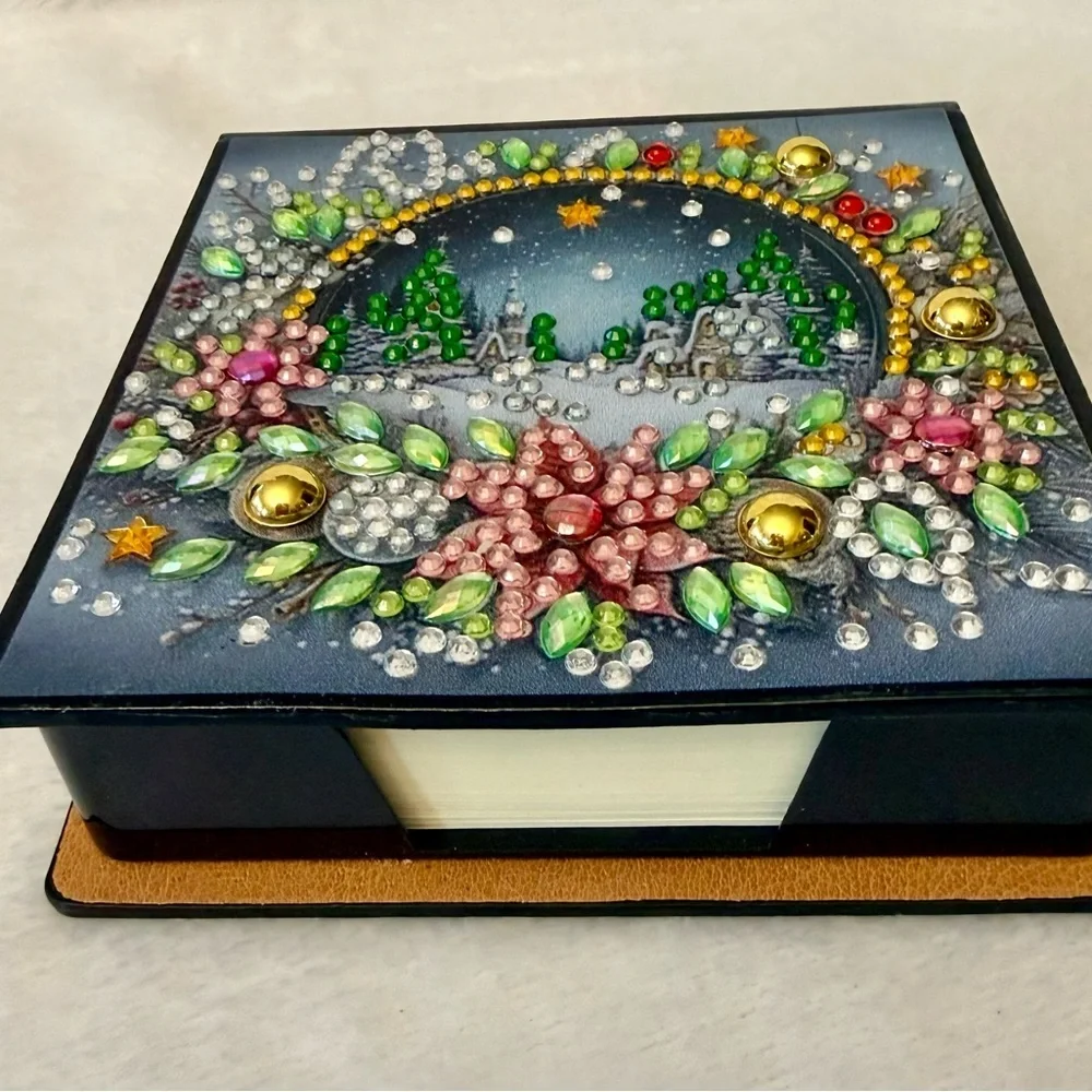 Festive Diamond Art Note Box with 160 Sheets of Paper for DIY Art Craft Complete